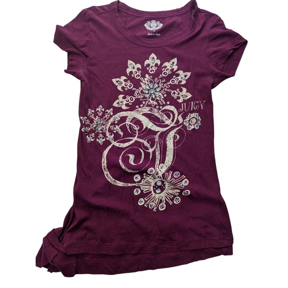 Juicy Couture Dresses & Skirts - Juicy Couture Girls Top Size P Plum Purple Embellished Short Sleeve T-Shirt